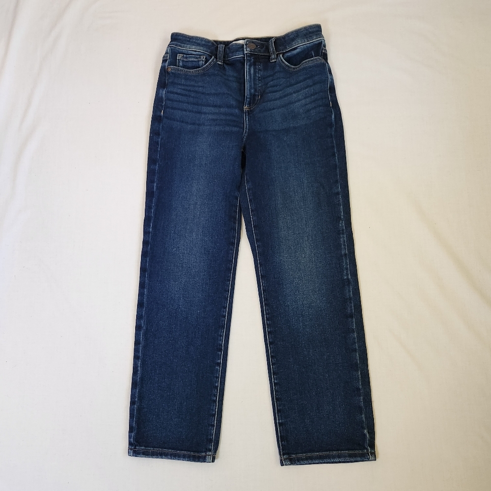 LC Lauren Conrad Super High Rise Slim Straight Jeans medium blue wash cropped 6